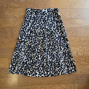 H&M Black White Print A-Line Midi Skirt Viscose Size 14 NWT